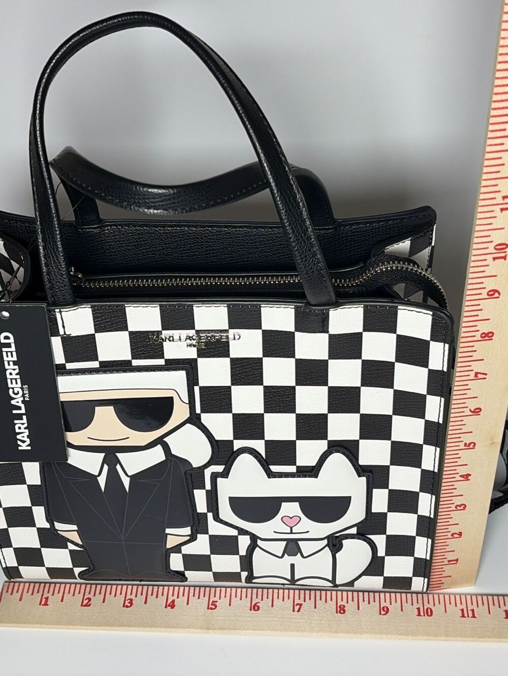Karl Lagerfeld Paris Women's Maybelle Checkerboard Satchel Bag - Picture 10 of 10